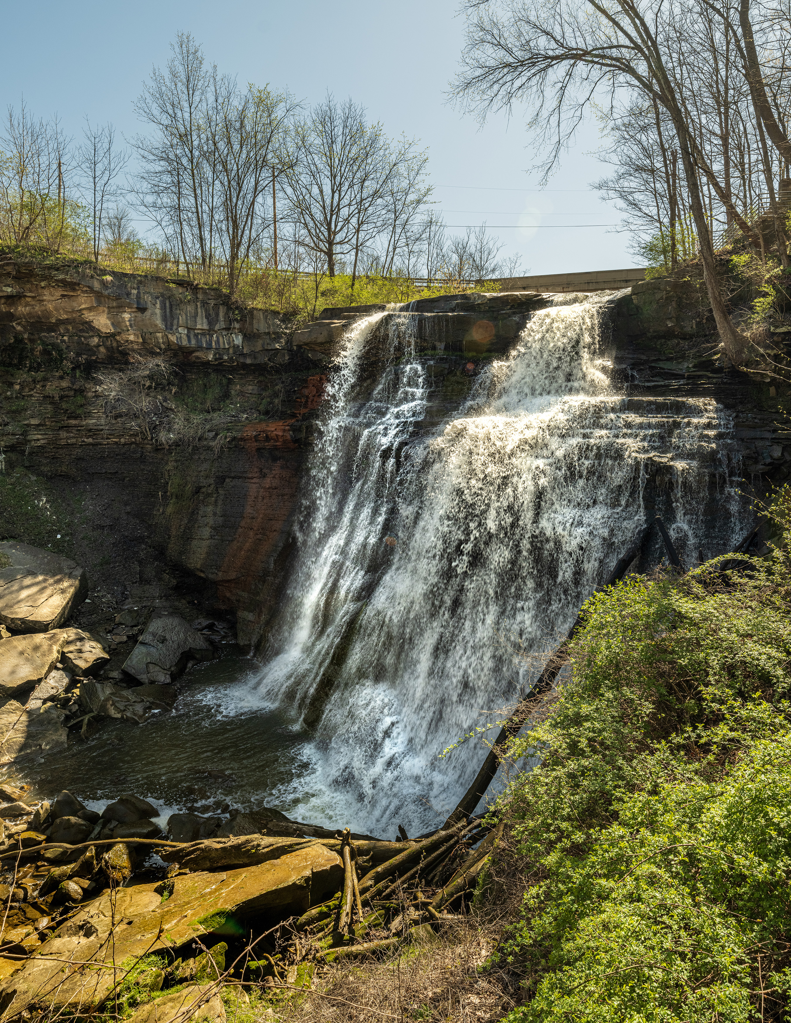 Landscape color photography sample feature depicting a waterfall in North Ohio
