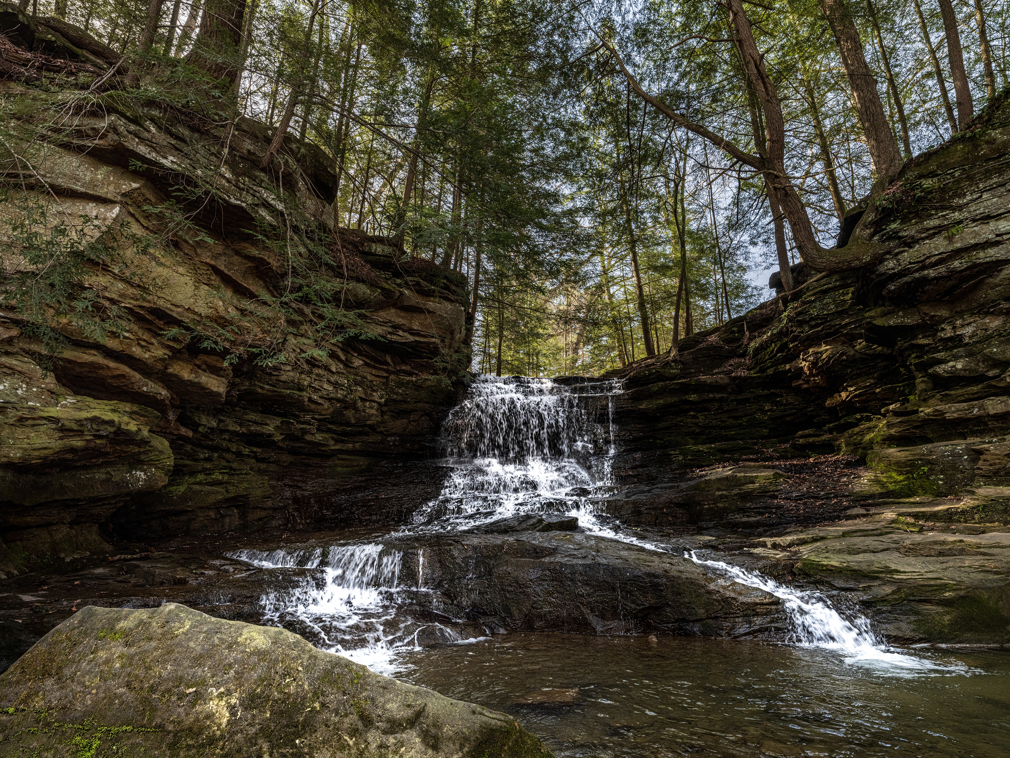 Landscape color photography sample feature depicting a waterfall in North Ohio