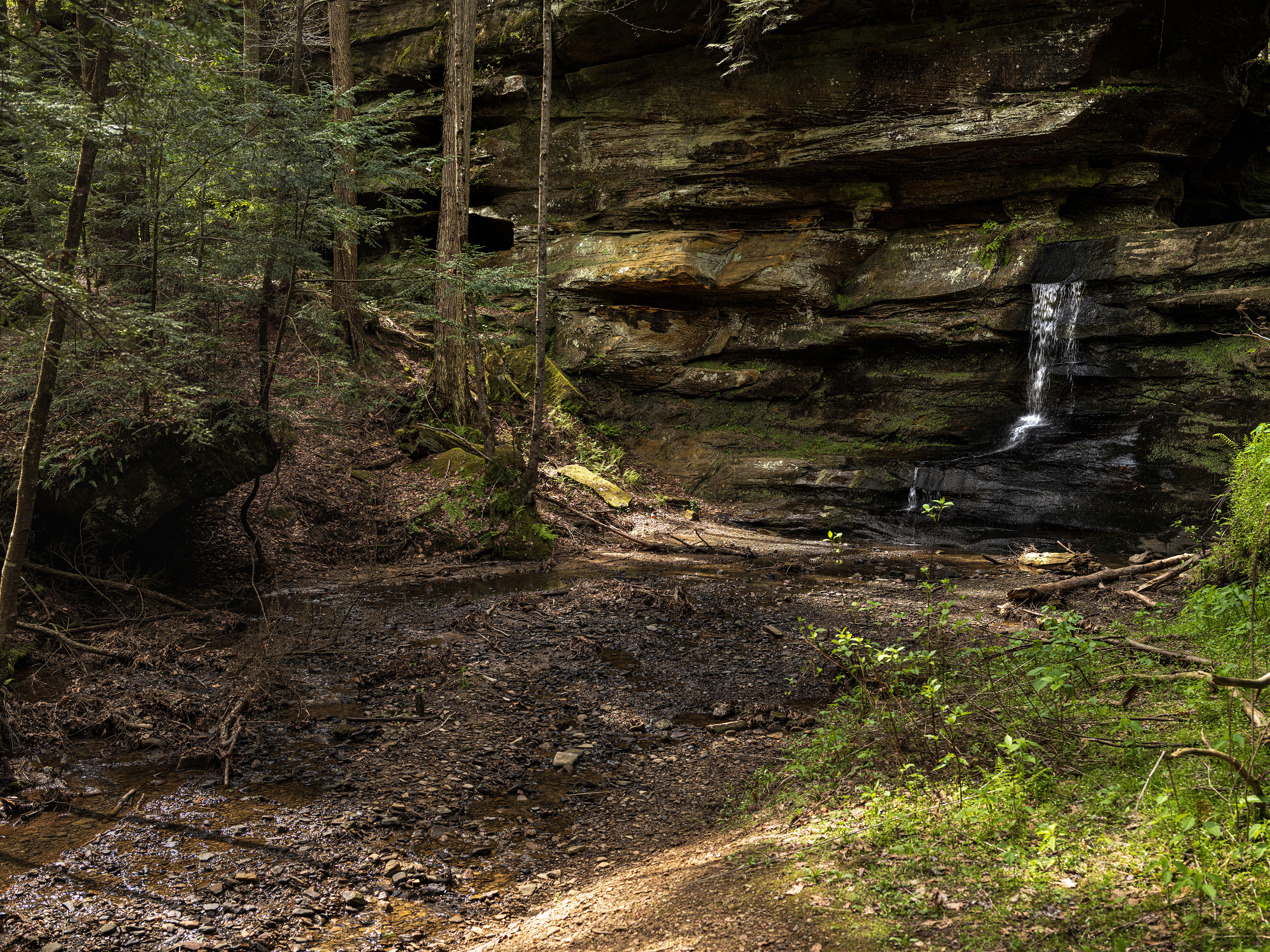 Landscape color photography sample feature depicting a waterfall in North Ohio