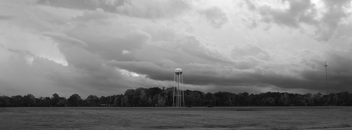 Black and White photography of a water tower out in East Texas