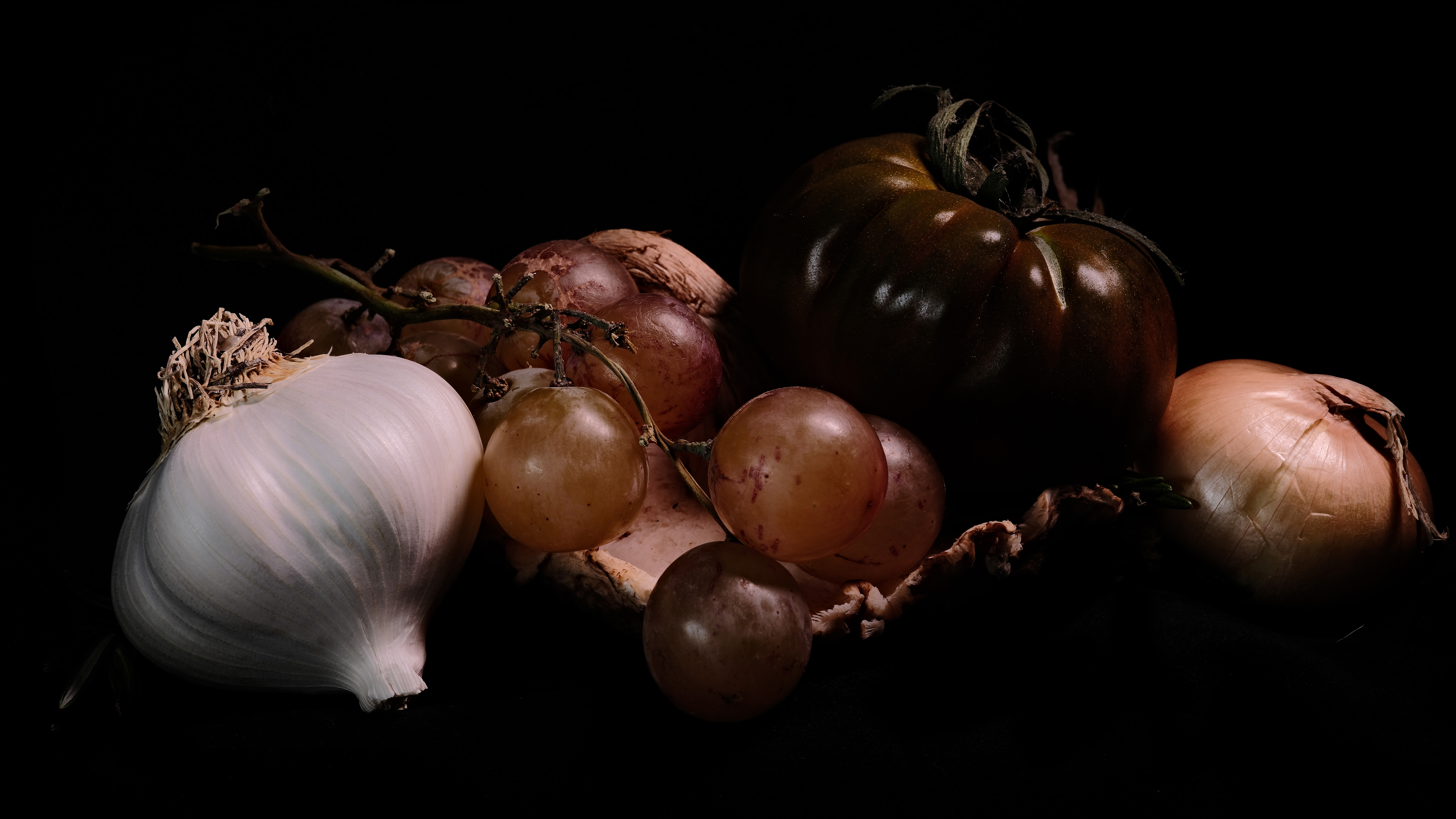 Still life photography using fruits and vegetables