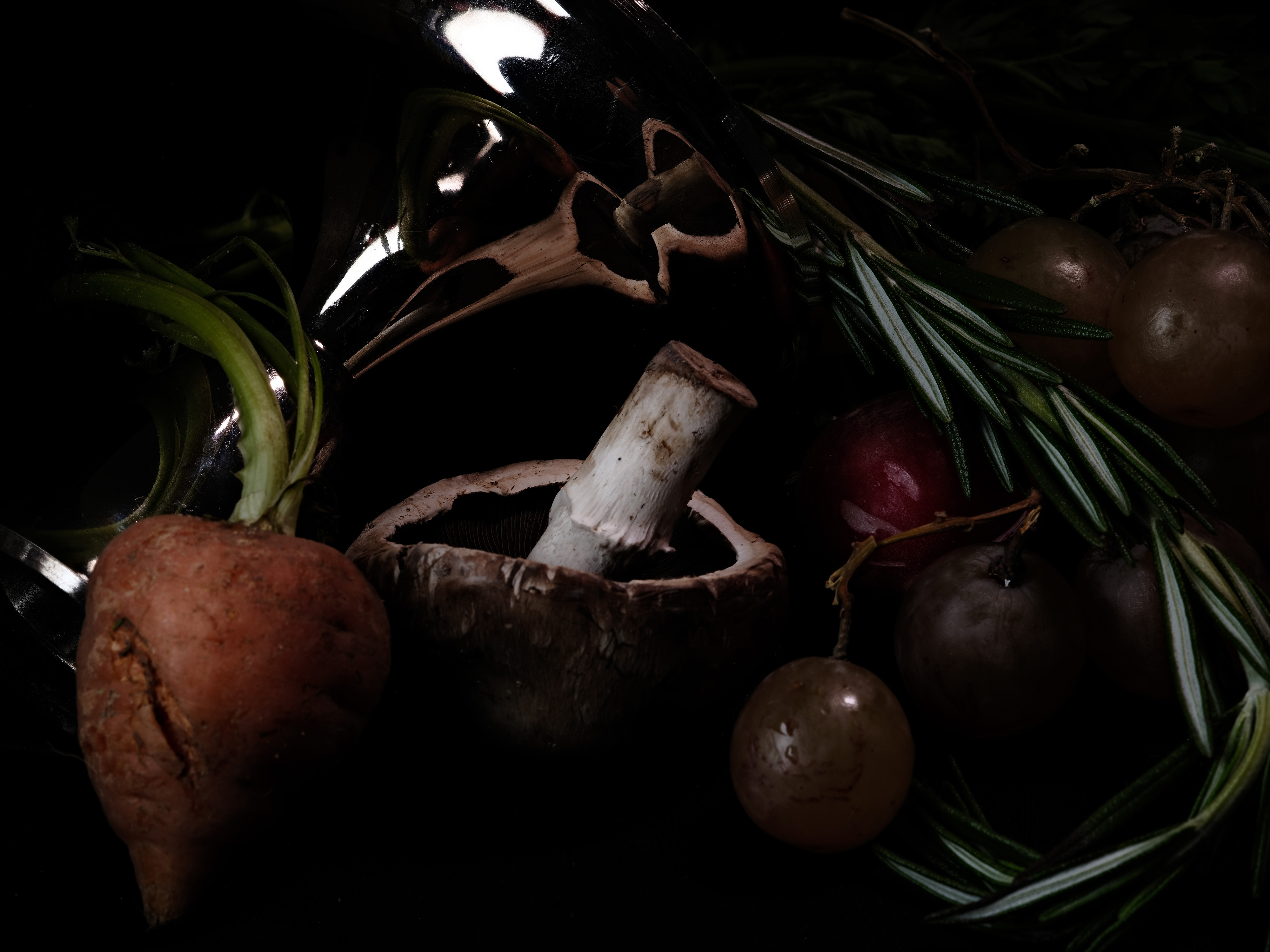 Still life photography using fruits and vegetables