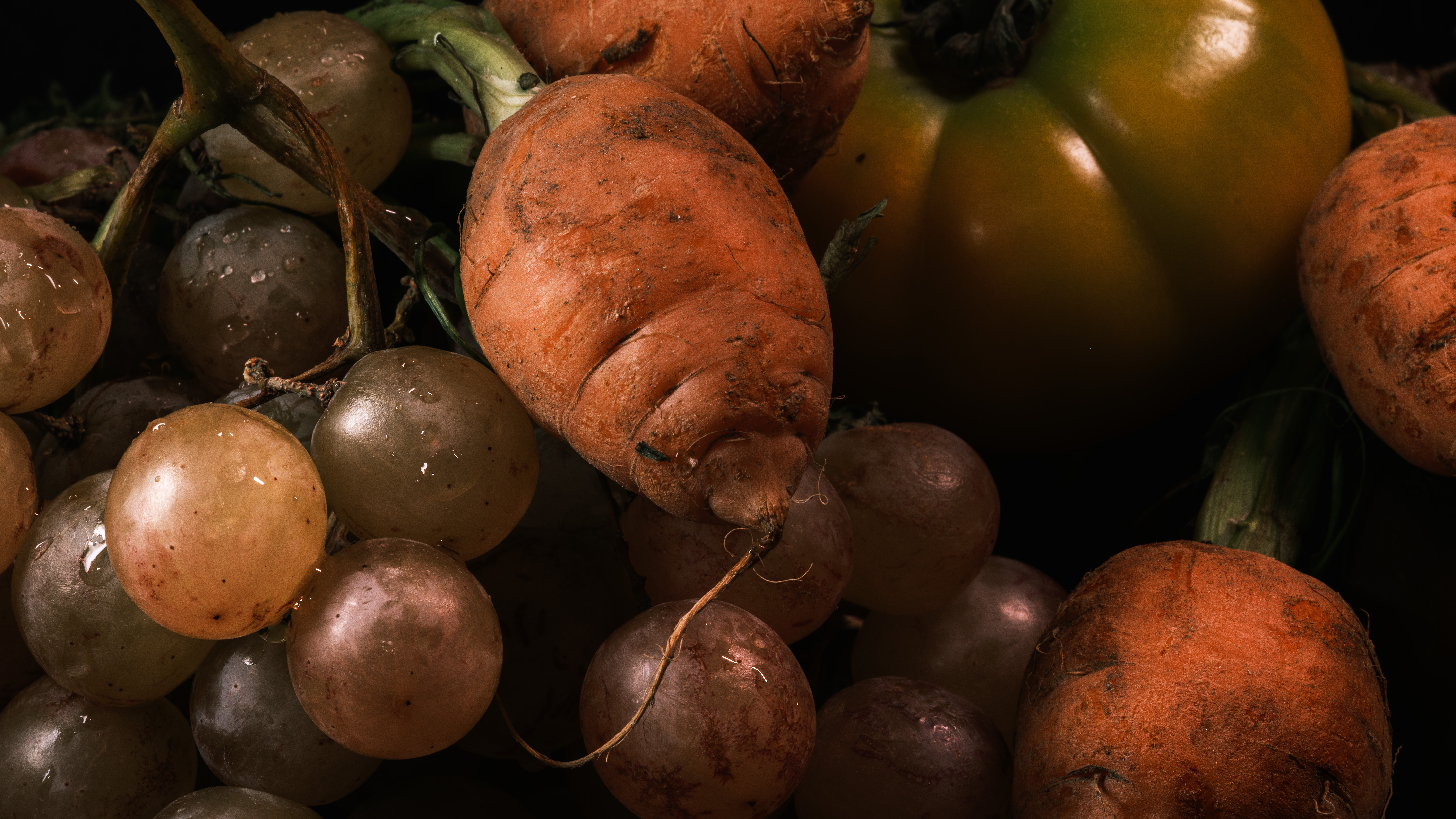 Still life photography using fruits and vegetables